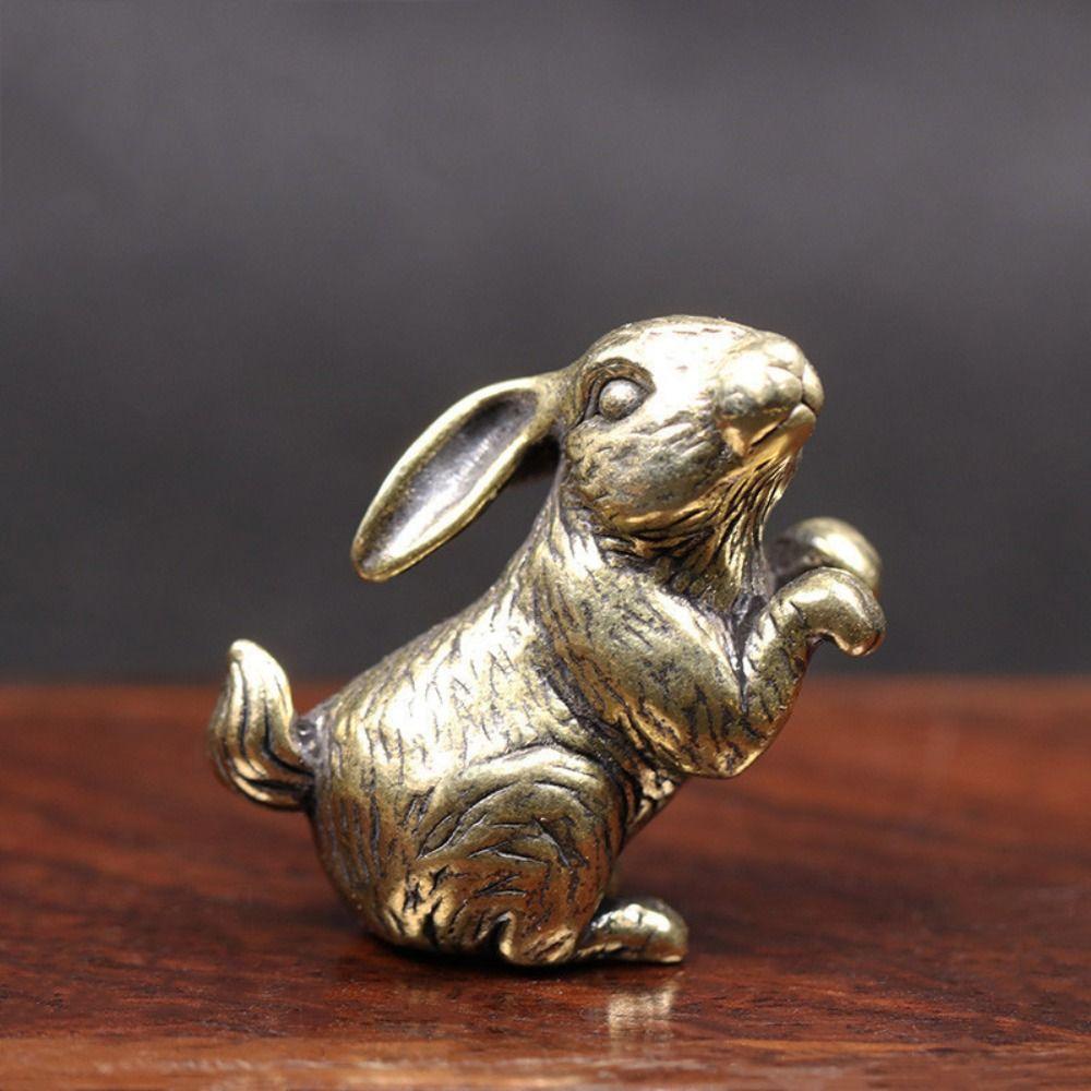 Unique Rabbit Zodiac Rabbit Figurines Vintage Mini Rabbit Ornament Solid Copper Desk