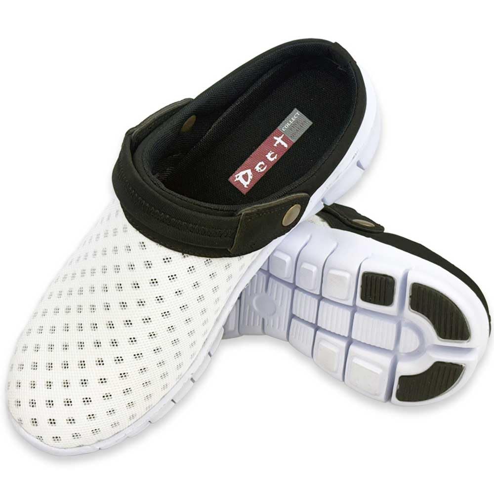 Mesh Stylish [DECT] Men s Sandals, Ultra-lightweight Clogs, Slip-on, Breathable, (White/Black, 27.0 cm)