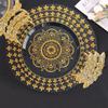1PC Golden Handles Middle Eastern Style Multi-Functional Tray Wedding Exquisite Pattern Party Round Elegant 3 Sizes