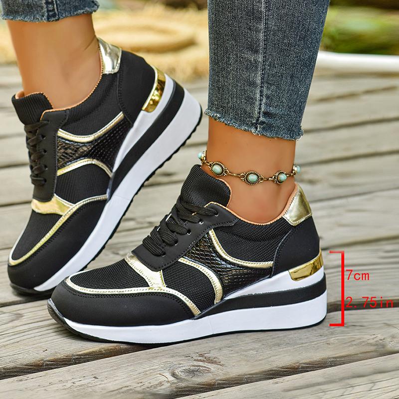 

Fashion Women s Lightweight Wedge Sneakers Fashion Lace Up Non Slip Running Shoes for Women Casual Comfortable Walking Shoes Plus Size 36 чёрный