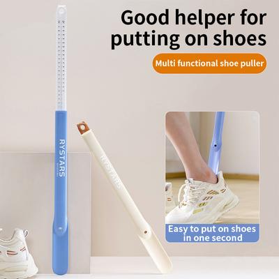 Extendable Shoe Horn with Scale, Bend-Free for Pregnant Women & Elderly, Multifunctional Home Hanging Shoe Helper