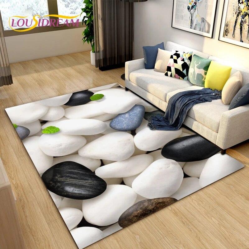 3D Color Cobblestone Stone Area Rug,Carpet Rug for Living Room BedRoom Decoration,Kitchen Doormat Bathroom Anti-slip Floor Mat