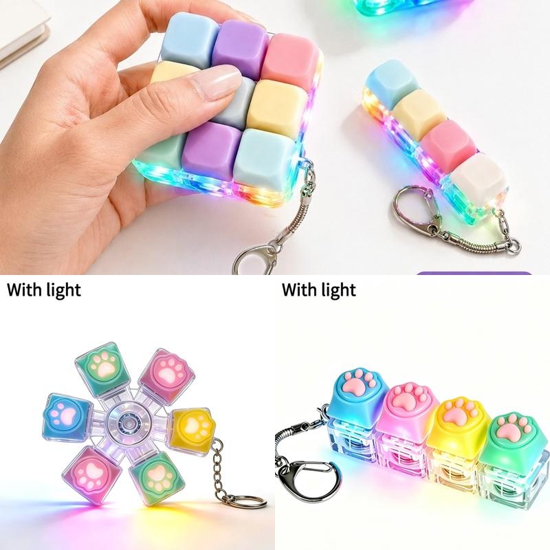 Led Keyboard Button Stress Relief Toy Decompression Keychain Anti-Stress Keyboard Fingertip Key Cap Pendant Antistress Toy
