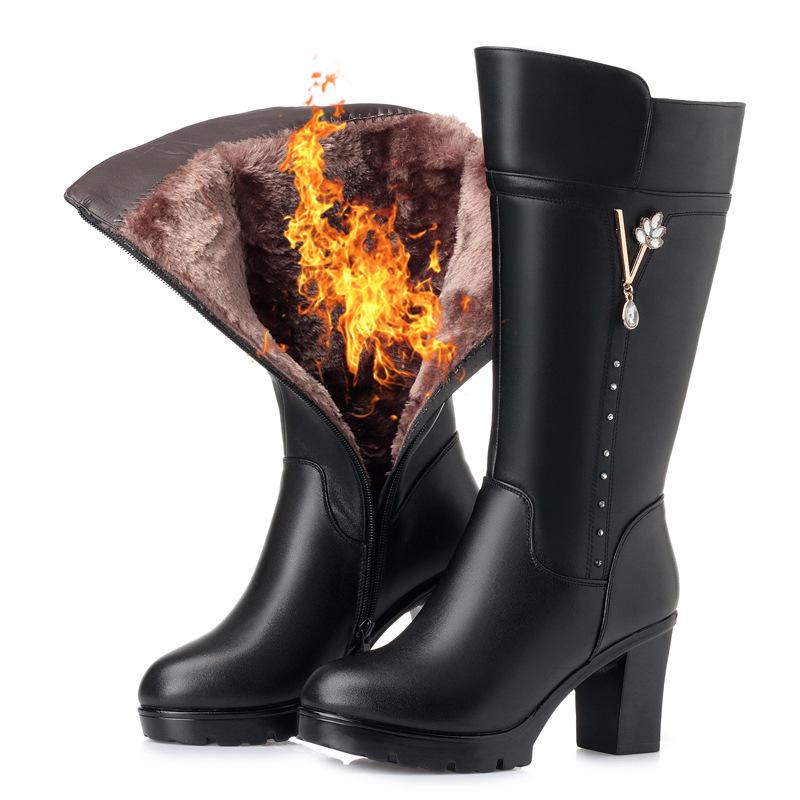 

2025 Winter Women s High-Heeled Round Toe Martin Boots with Fleece – Stylish and Warm 40