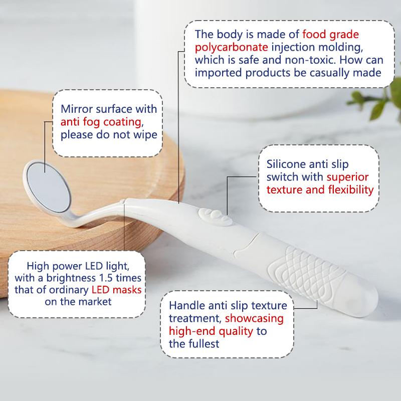 1 Adet Diş Led Işık Ağız Aynası Taşınabilir Tekrar Kullanılabilir Diş Hekimi Ağız Kontrolü Buğu Önleyici Parlak Diş Bakımı Hijyen Temiz Alet