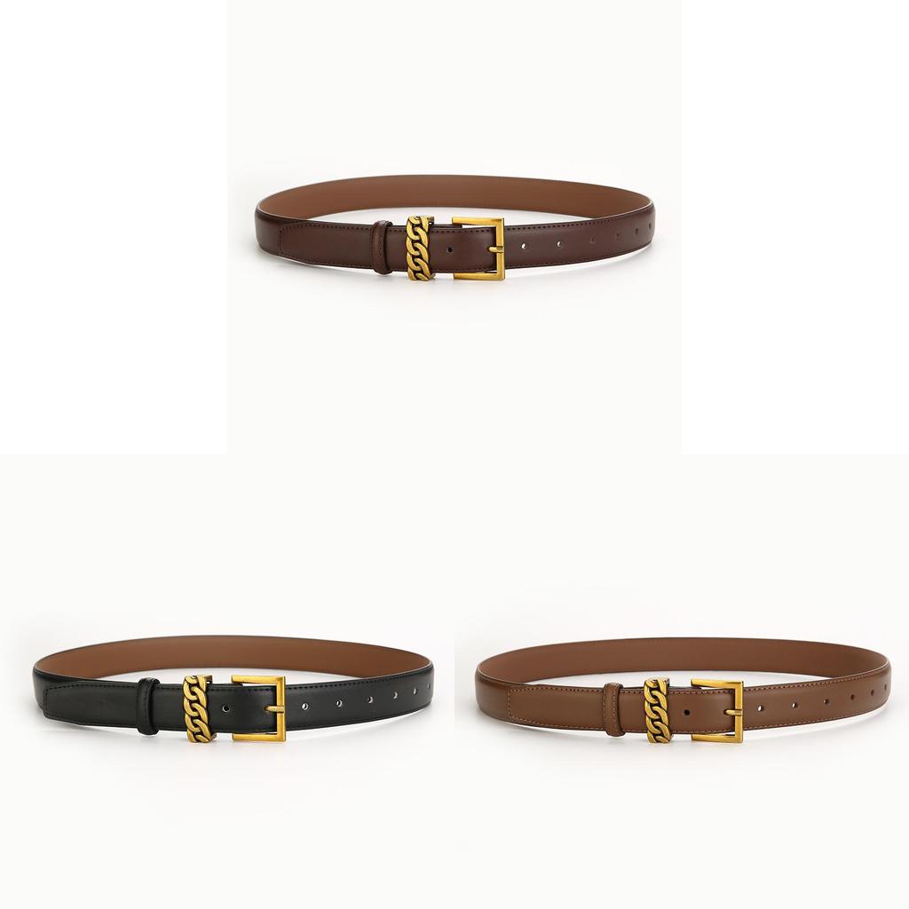 Leather Waist Belt For Women Retro Fashion Alloy Pin Closure Easy To Match Daily Wear