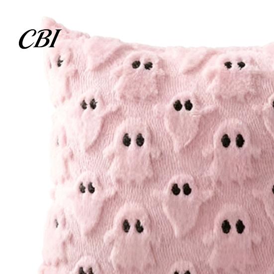 Halloween Party Supplies Ghost Cushion Cover, Plush Embroidered Throw Pillow 18x18 Cute Cover Inch Case for Home Sofa Bed Decor Holiday Covers