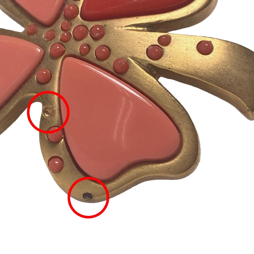 Chanel COCO Mark 031P Stilvoller Ausflug Kleeblatt Brosche Gold / Rosa Damen Gebraucht