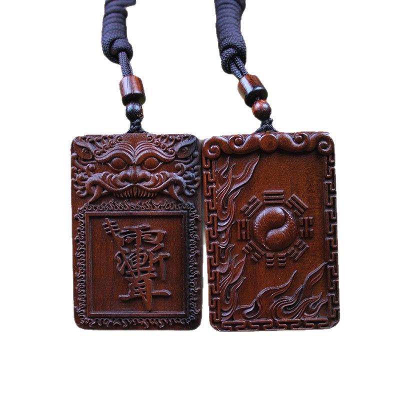 Thunderstruck Crape Myrtle Tiger Head Jujube Wood Amulet Pendant