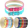 Weewooday 16 Pieces PU Puppy Cat Collar Leather Adjustable Kitten Big Cat Collar Small Pet Collars Colorful Safety Puppy Identification Collar for
