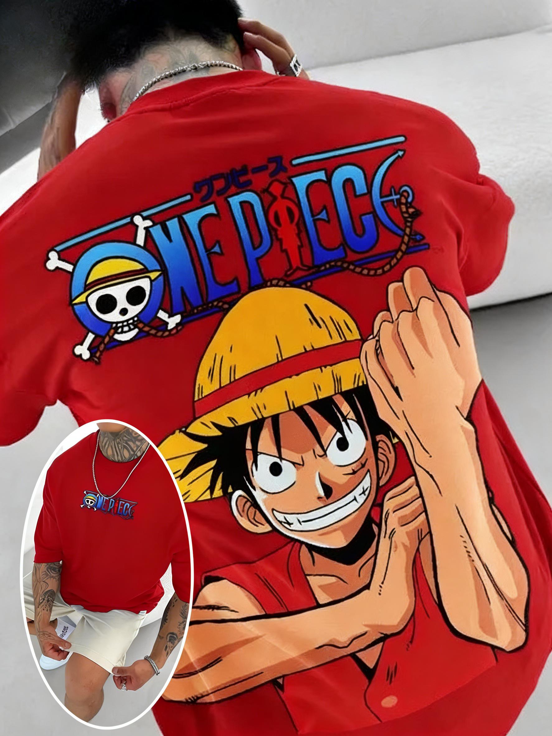 

Plus Size One Piece Anime Printed Men and Women Tshirt Casual Parent Child Top Fashion Harajuku Style Street Wear Y2K Summer S