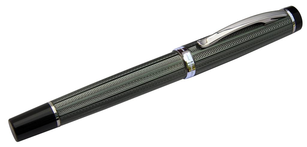 Xezo Incognito Fountain Pen Extra Fine Platinum Plated on Zinc Limited Edition Serialized Nib.Pure Green.Handmade