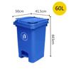 Blue 60L Pedal Trash Can with Lid