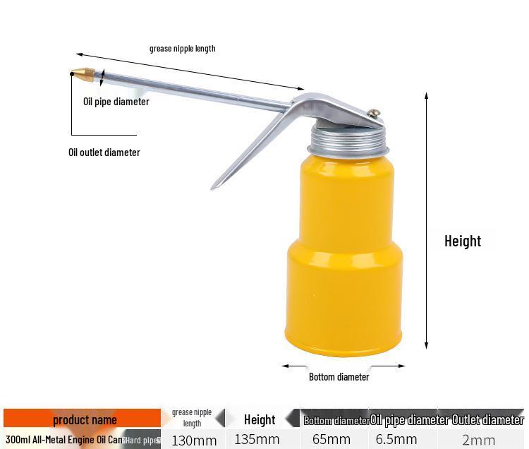 Metal Manual Oil Gun with Long Spout and Transparent Lubricating Oil Filler