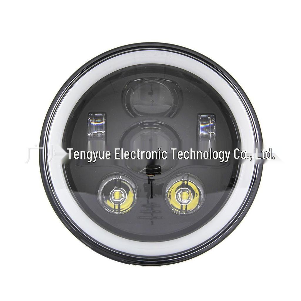 45W 7" Full Circle LED Headlight for Jeep & Harley with White/Yellow DRL, High & Low Beam