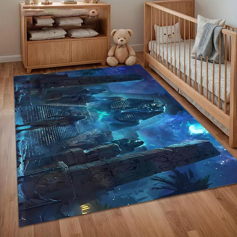 Mysterious Egyptian Entrance Rug Realistic Pharaoh Sphinx Carpet Non-slip Washable Floormat for Kidroom Bedroom Retro Minimalist