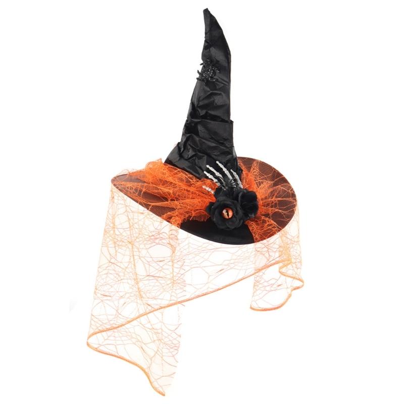 Witch Hat With Delicate Lace Design Mystical Party Headgear For Halloween Costume Parties And Cosplay Event