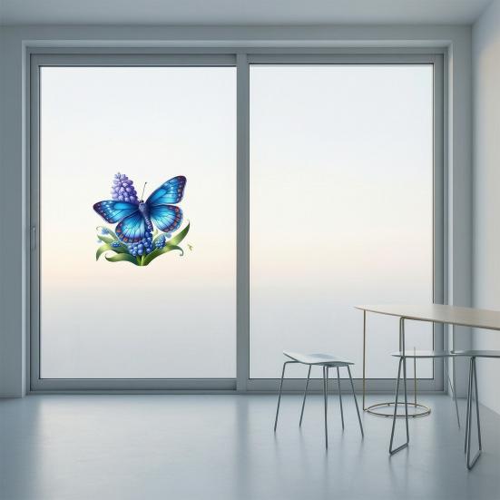 Watercolor Butterfly Pattern Window Sticker, Transparent Electrostatic Adhesion Glass Decal, Waterproof Scratch-Resistant Decorative Film