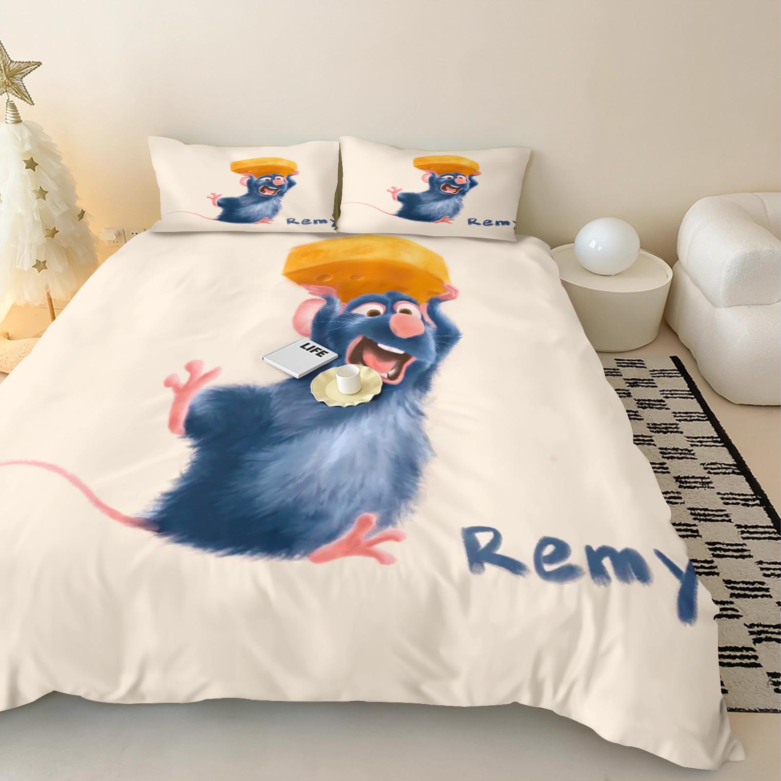 

Cartoon Ratatouille Duvet Cover Pillowcase Bedding Set Adult Boy Girl Bedroom Decoration Children Gift Single Double Large Size 135x200cm