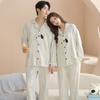 New long-sleeved trousers pure cotton couple pajamas can be worn outside cartoon loose casual men and women pajamas set cotton