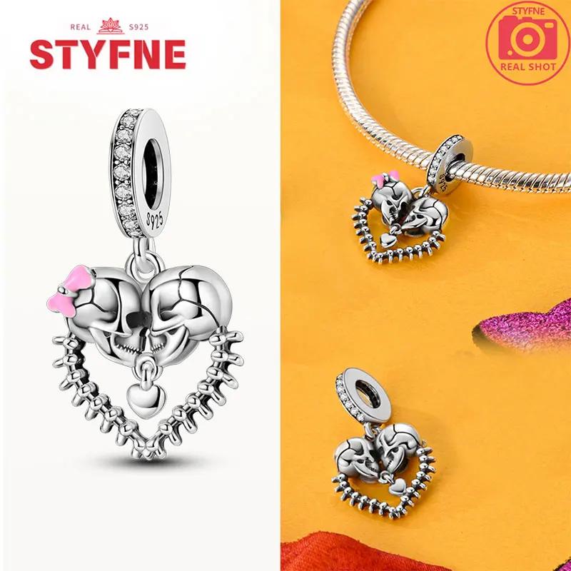 Genuine copper Luminous Halloween Charm Bead Charms Zombie Skeleton Dangle Bead Compatible With Authentic Bracelets Do It Yourself Fine Jewellery Gift