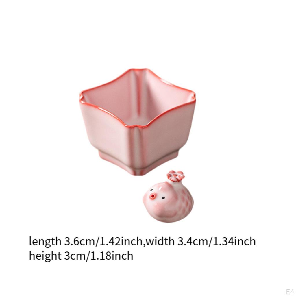 Ceramic Teacup Statue with Tea Collectible Mini Animal Sculpture Kung Fu Cup for Dining Room