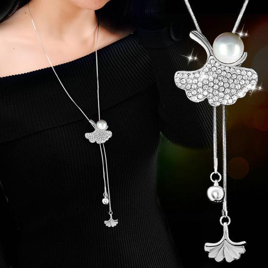 Clavicle Chain Electroplating Rhinestone Two Ways Wearing Heart-shaped High Gloss Decorate Neck Ornament Transform Luxury Four Leaf Clover Pendant