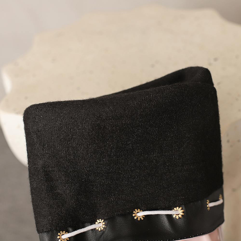 Różowo-brązowe damskie kozaki za kolano dziwne wysokie obcasy duży rozmiar 48