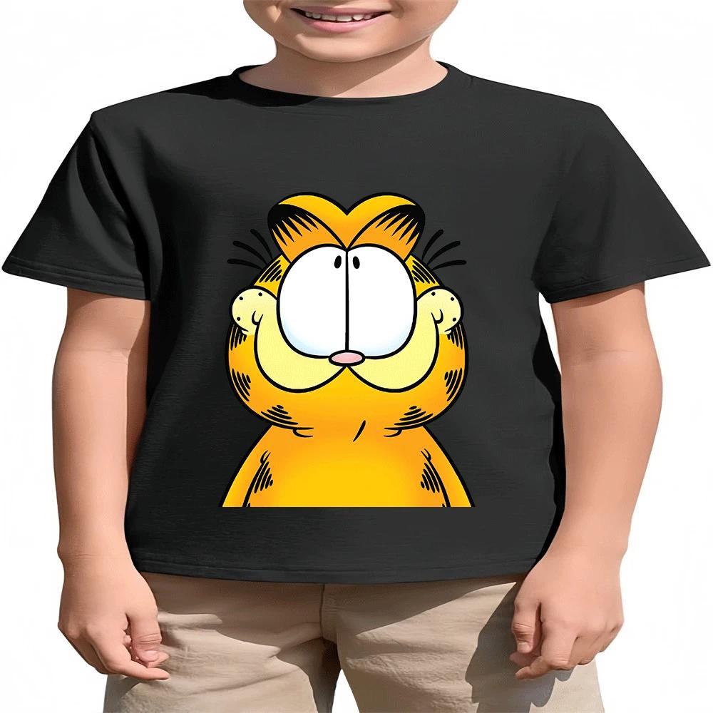 2026 Hot Sale Boys Girls 2-14Y The Garfield Show Cotton TShirt Summer Cartoon Print