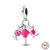 New 925 Silver Fashion Beer Champagne Red Wine Glass Drink Charms Beads Fit Original Bracelet DIY Jewelry Gift