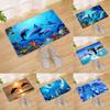 Playful Ocean Theme Doormat Non Slip Washable Entrance Mat with Starfish Shark Motif for Kitchen Home Floor Decor Carpet
