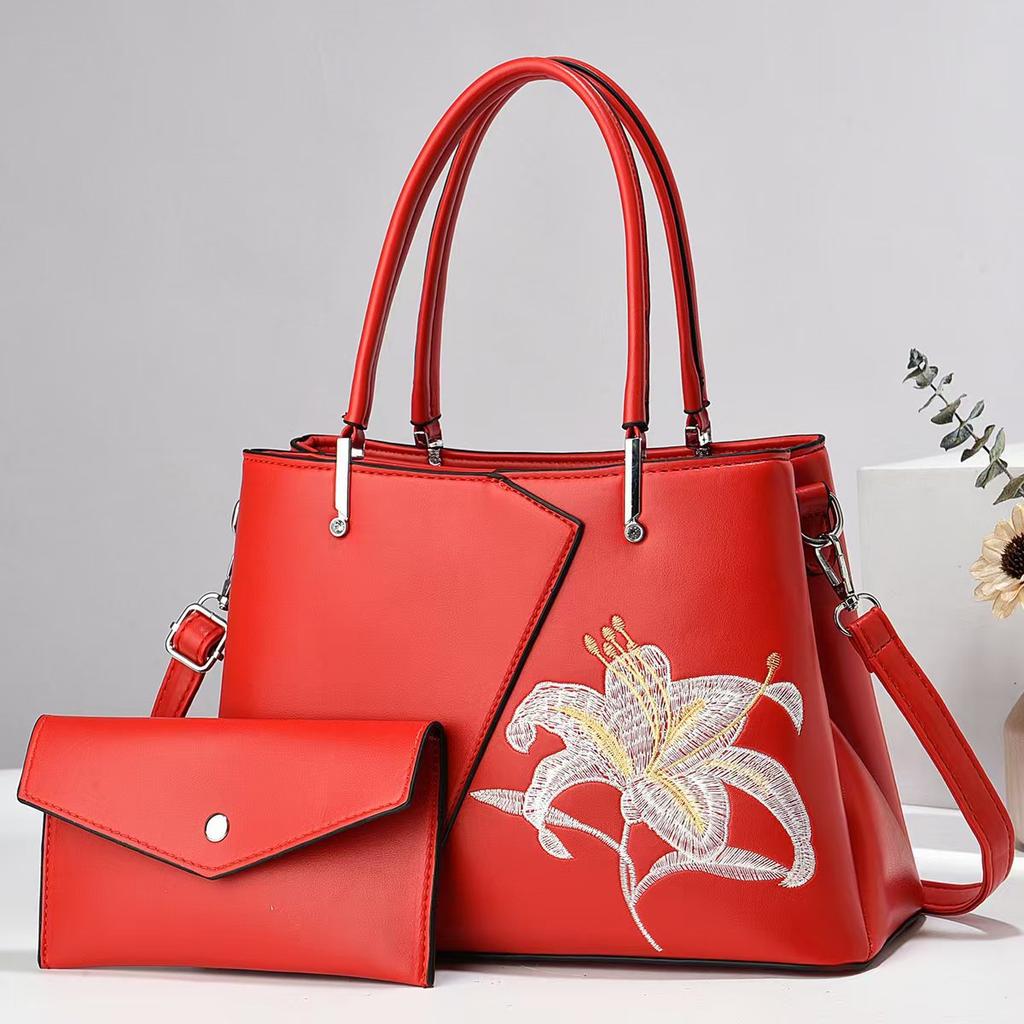 Fashionable Patchwork Embroidered Handbag  Macaron Mother and Child Bag  Versatile and Stylish Large-capacity Crossbody Bag  Trendy