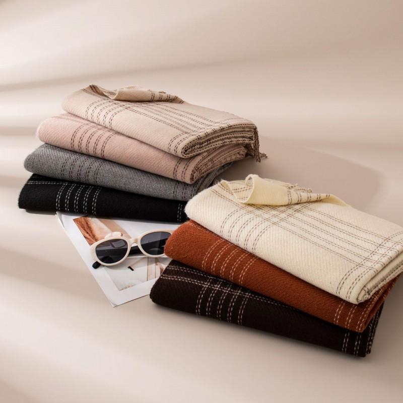 Premium Vintage-Style Faux Cashmere Scarf Thick Plaid Wrap Winter Fall Unisex Elegant Warm Neckwear
