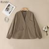 Women Casual V-Neck Long Sleeve Thin Cardigan Blouse