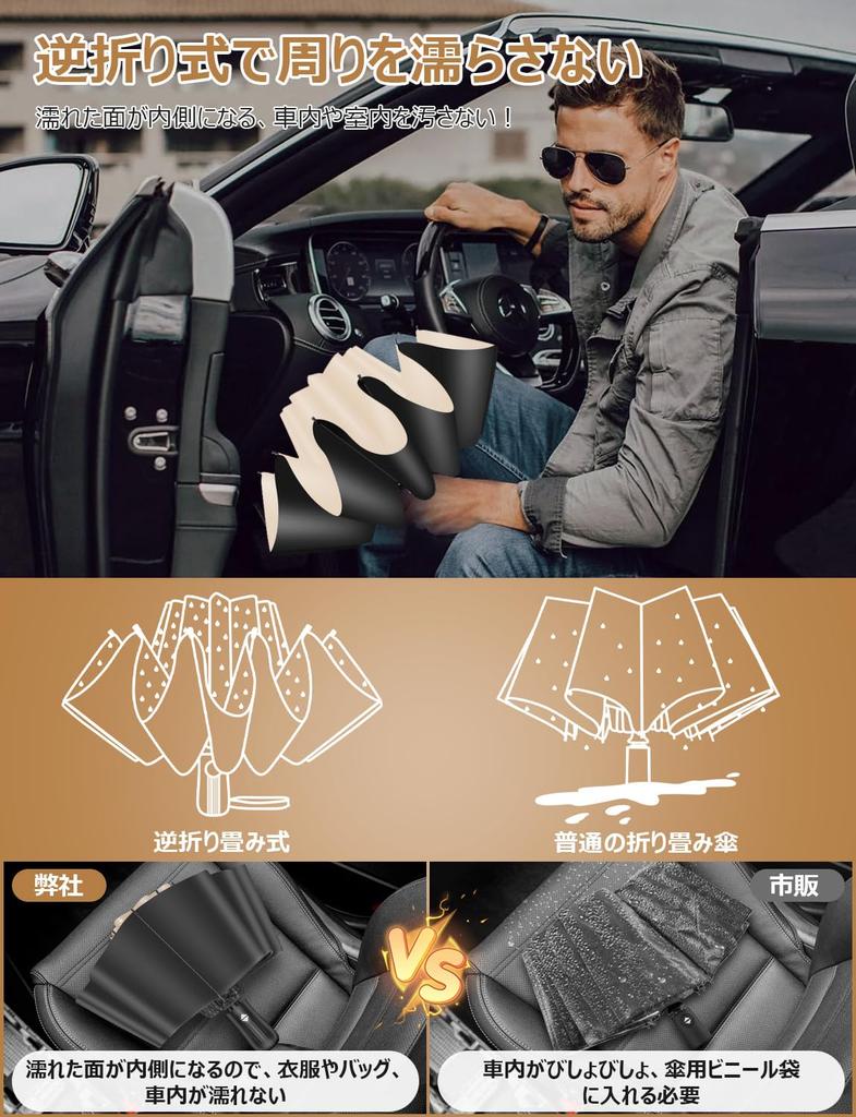 Paraguas Plegable Inverso de 12 Varillas Reforzado Obra Maestra con Cierre Inverso Súper Impermeable Plegable Extra Adecuado para Temporada de Sol y Lluvia Tifón UV