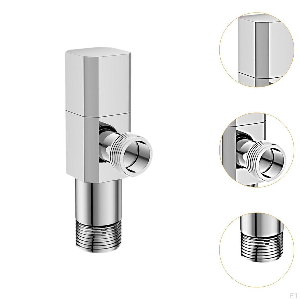 Angle Stop Valve G1/2 Shut Off Leakproof 1/2'' Inlet Outlet with Adapter for Toilet Kitchen