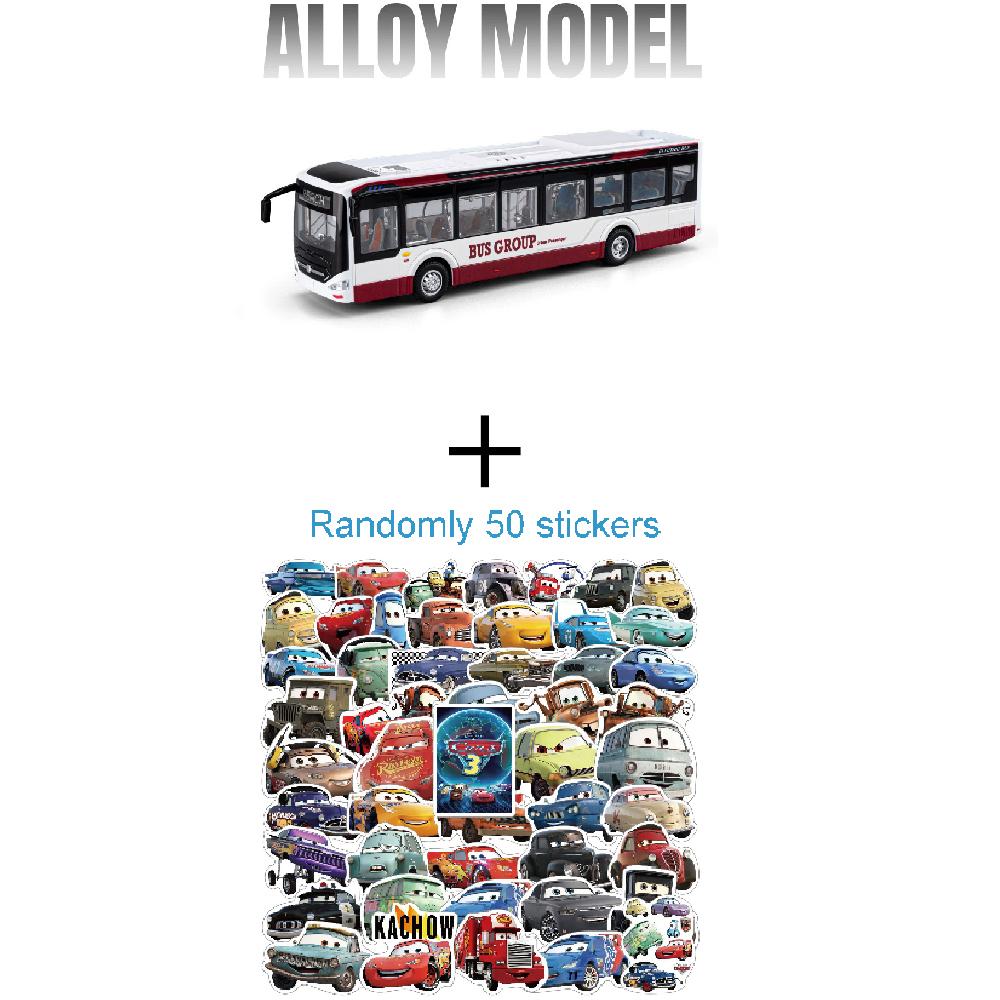 1:42 New Energy Bus Alloy Model Diecast Car Toys Sound Light Pull Back Doors Opened Miniature Vehices Children'S Puzzle Toy Gift