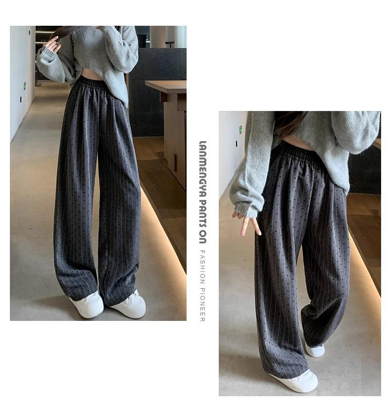 Spring & Autumn Retro High-Waist Wide-Leg Love Pants for Women, Petite 150 Design