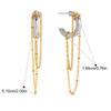 Punk Gold Silver Two Tone Hoop Earrings Women Stainless Steel C Shape Long Chain Tassel Layered Dangle Earring Fashion Jewelry