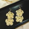 Creative Personalized Flower Earrings, Fashionable Personalized Multi-Layer Metal Wind Simple Hollow Fringed Earrings