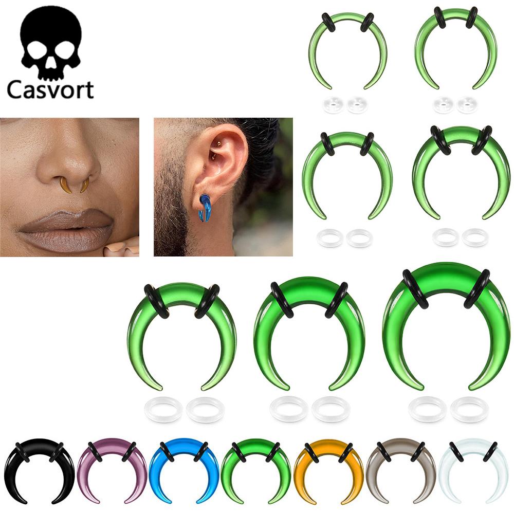 Casvort 1 Τεμάχιο Άνετα Σετ Τεντώματος Γυάλινα Pincher Taper με Δακτυλίους O Buffalo Septum Retainers Υποαλλεργικά Κοσμήματα Piercing