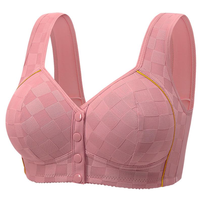 Plus Size Bra for Mature Women Front Closure Fixed Cup Thin Wireless Tank Top Bra Comfortable Supportive Full Coverage Everyday Underwear