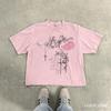 Gothic Rose Graphic TShirt Black Floral Cross Vintage Distressed Short Sleeve Casual Dark Academia Top