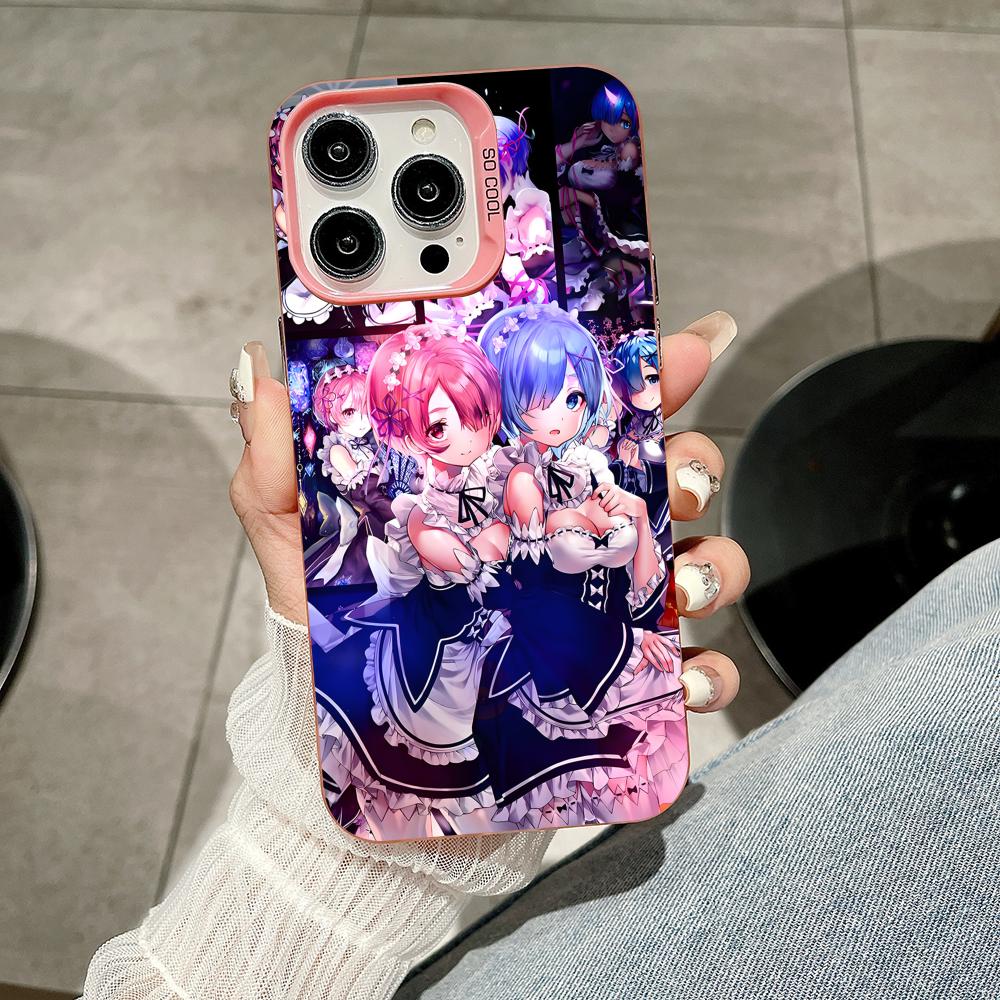 ReZero Rem Ram Pink Translucent Mobile Phone Case for iPhone 17 16 15 14 13 12 11 X XR XS Air Pro Max Plus Colorful Cover