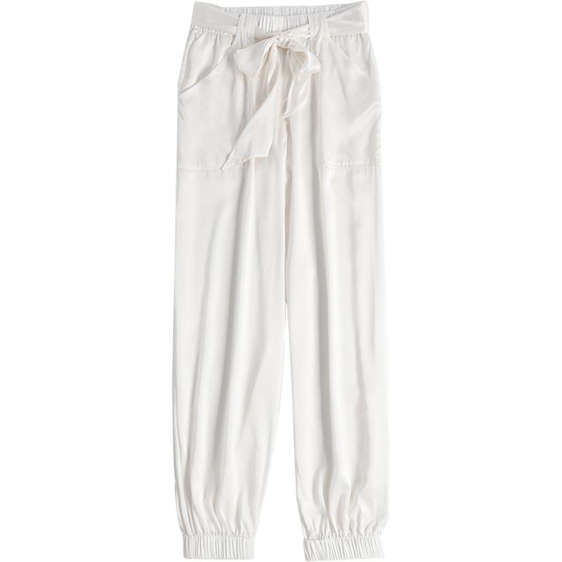 19mm Maulbeerseide Stretch Satin Cropped Jogger mit elastischem Kordelzugbund - Slim Fit, Freizeithose 2025