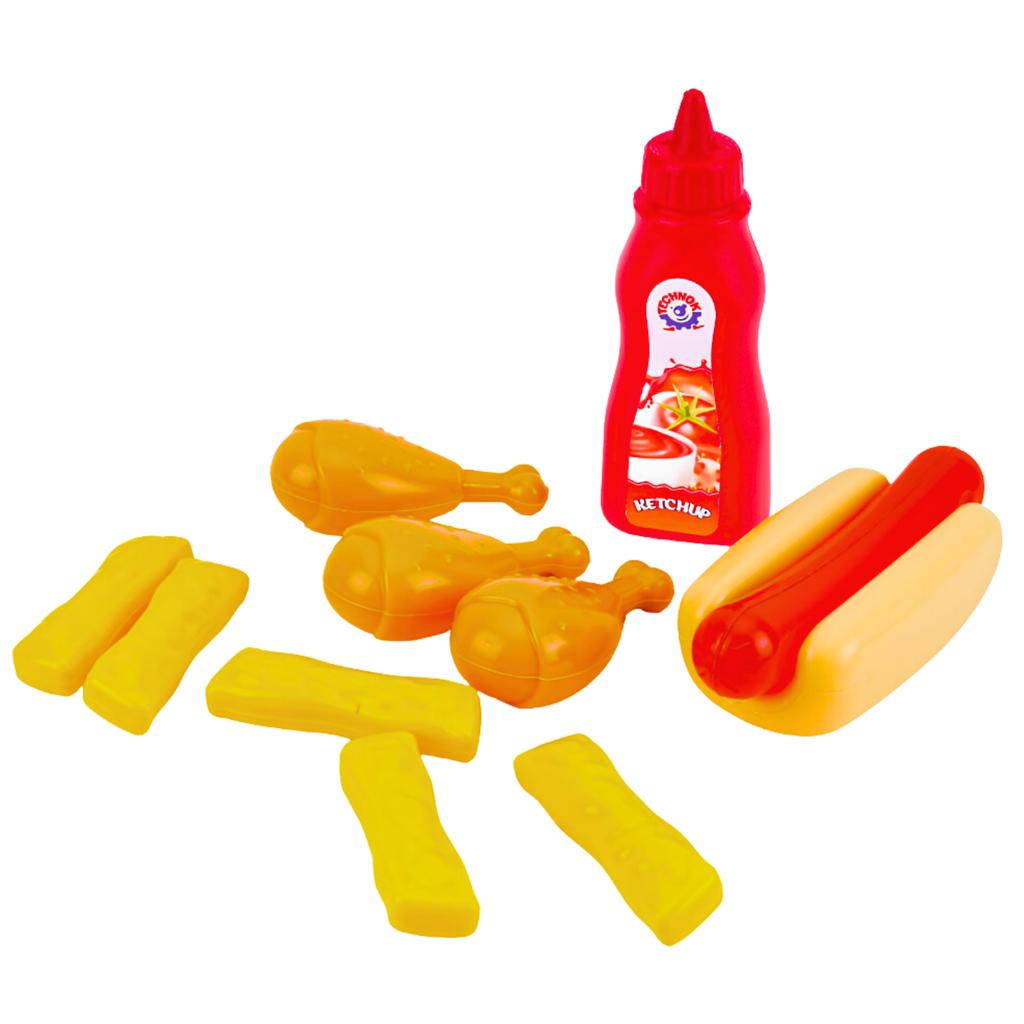 Food Product Set Hot Dog Ketchup Fries Chicken Plastic 8768