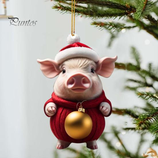Christmas Pendant Adorable Cartoon Pig Shape Xmas Tree Hanging Ornament for Home Festive Decorations