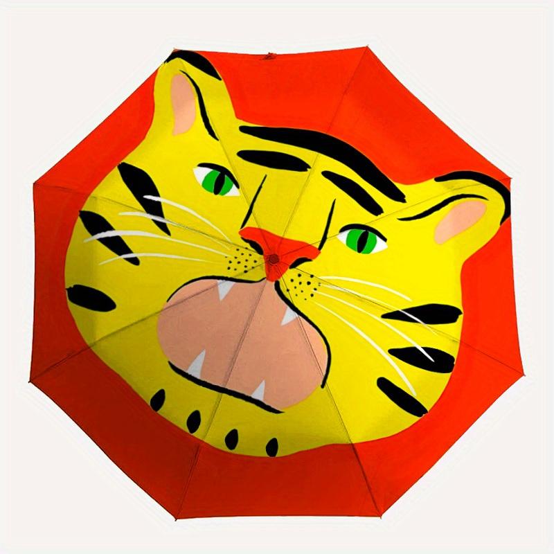 

1pc Tiger Face Automatic Open/close Folding Umbrella, Compact Portable Travel Umbrella, Durable Construction yy250809095