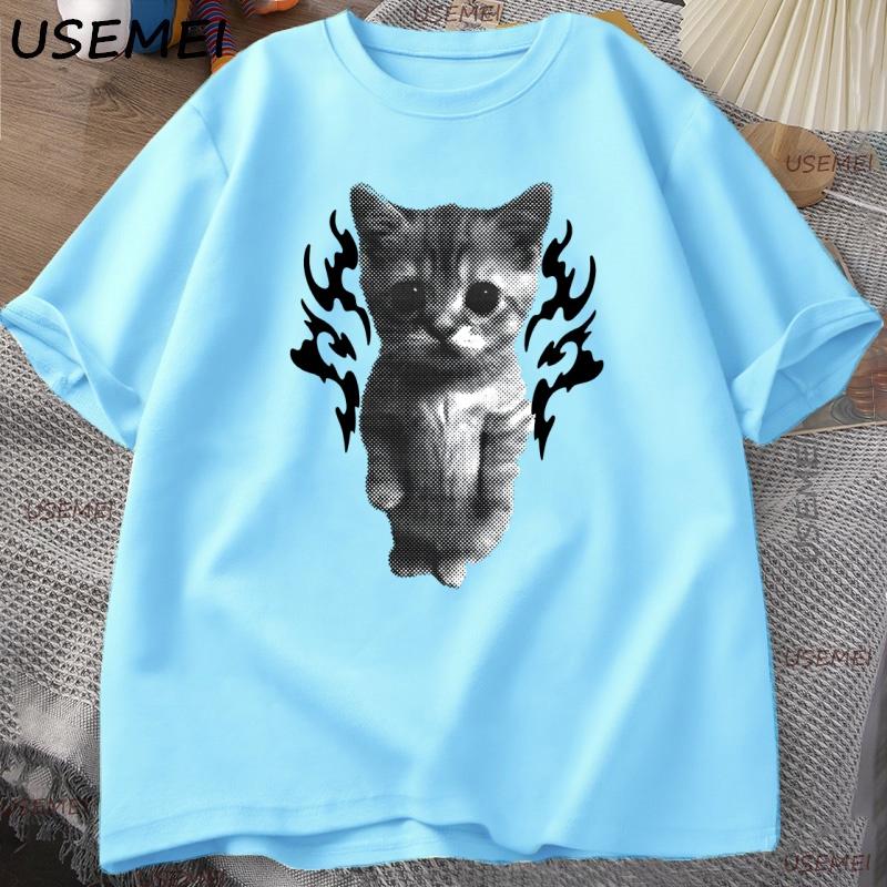 

Y2K Goofy Cat Meme T Shirt 90s Vintage Cotton Short Sleeve Tshirt Streetwear Round Neck T Shirt Causal Oversized Clothing 4XL