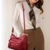 Damen Vintage Leder Umhängetasche mit mehreren Reißverschlusstaschen, Verstellbarer Riemen Schultertasche für den täglichen lässigen Gebrauch Geldbörsen